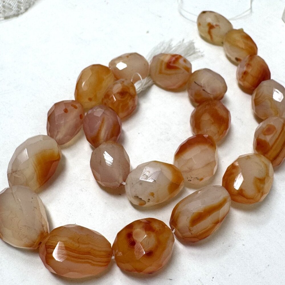 Genuine Carnelian Stone Beads Nugget Freeform Cinnamon Color Faceted Large Stone
